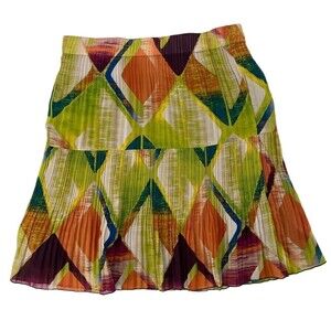 Sunny Taylor Petite Size PXL Skirt Colorful Pleated with Ruffle Hem